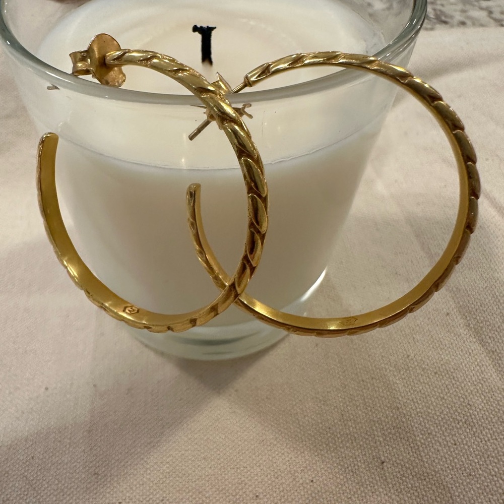 Julie Vos Gold Rope Texture Hoop Earrings